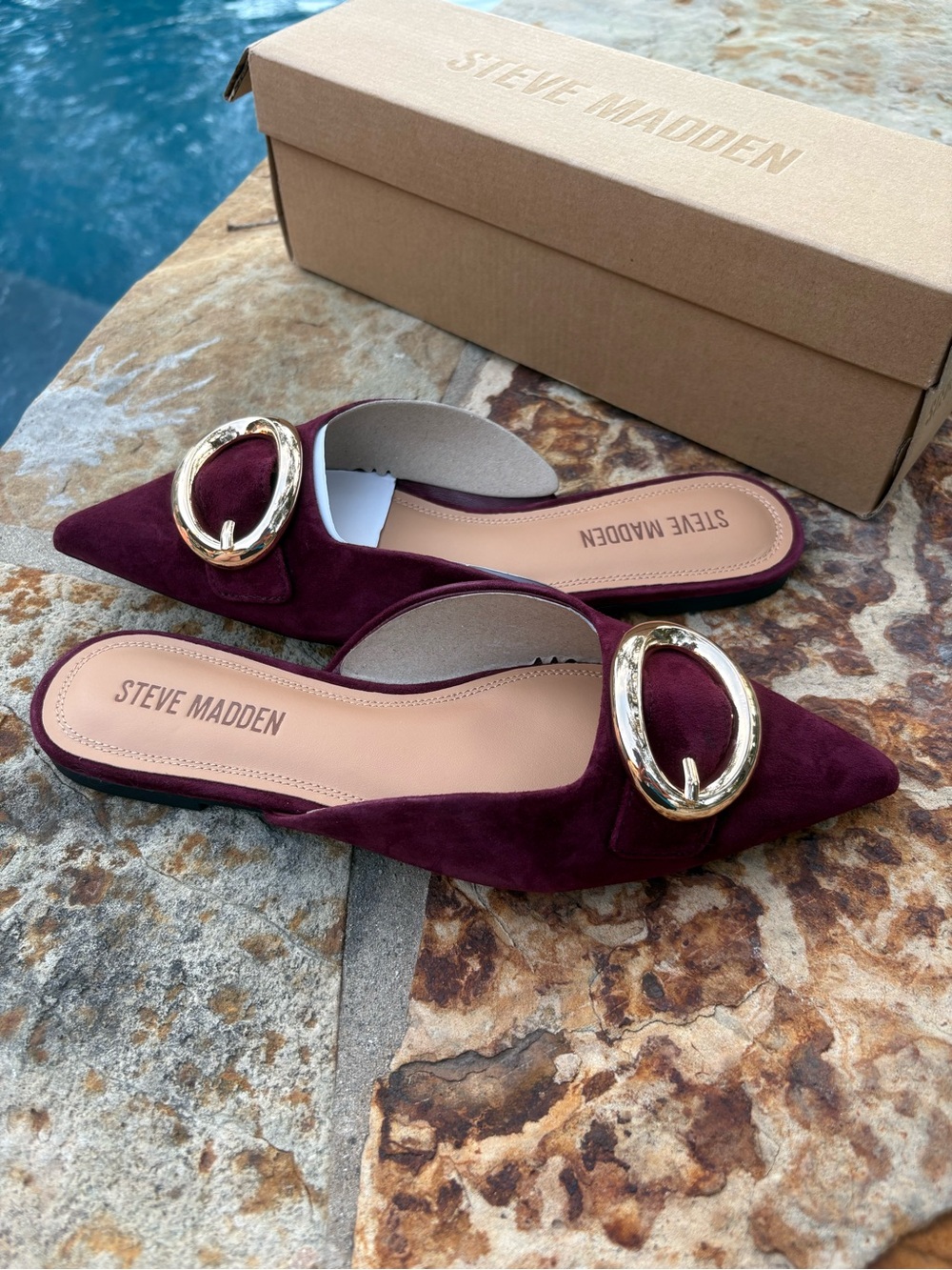 Steve Madden Ira Pointed Toe Mule in Burgundy Suede Size 7
